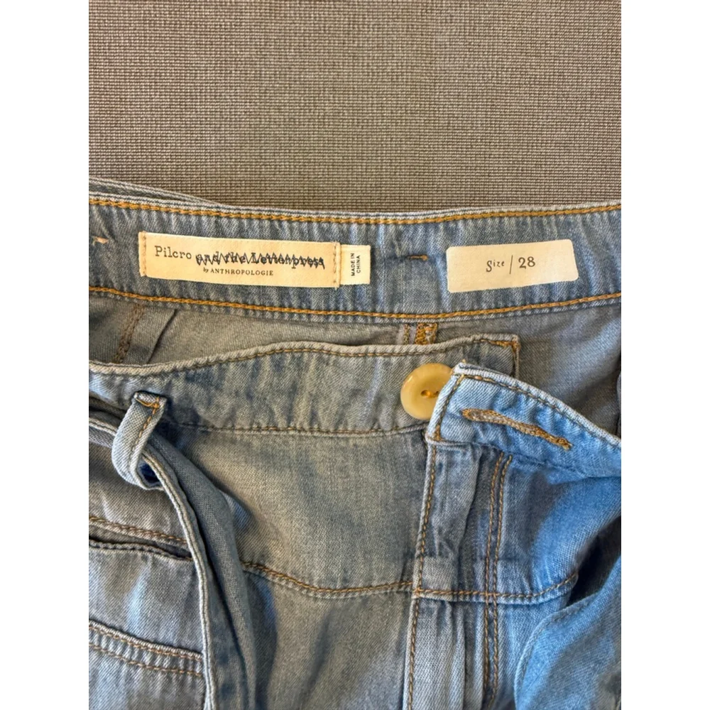 Anthropologie Pilcro high-rise, wide-leg, tie-waist jeans light blue SZ 28 - Picture 9 of 9